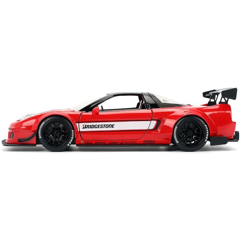 2002 Honda NSX - R RHD (Right Hand Drive) "Bridgestone" Red with Black Top and White Stripes "JDM Tuners" Series 1/24 Diecast Model Car by Jada - Jada - ModelCars.com