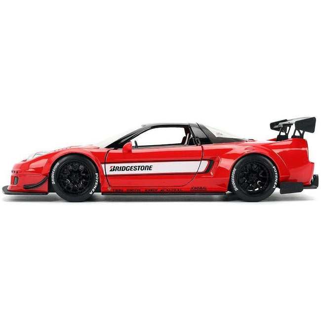2002 Honda NSX-R RHD (Right Hand Drive) "Bridgestone" Red with Black Top and White Stripes "JDM Tuners" Series 1/24 Diecast Model Car by Jada-Jada-ModelCars.com