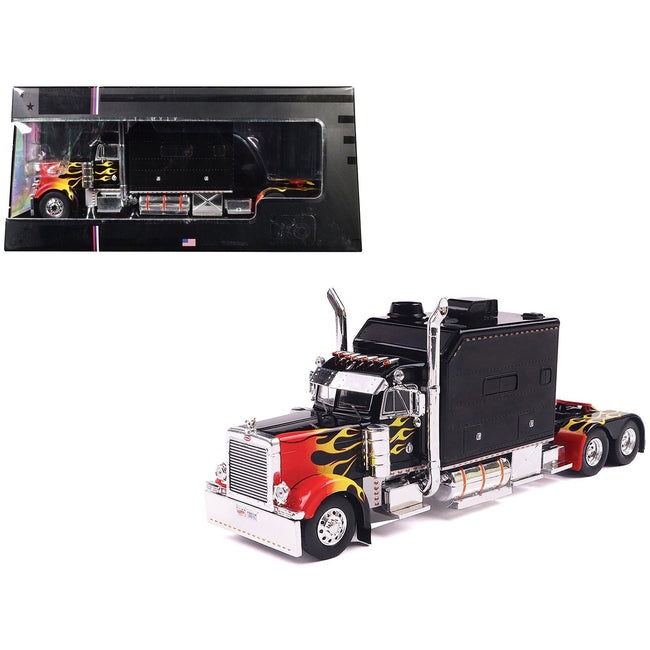 2002 Peterbilt 379 Custom Truck Tractor Black with Flame Graphics 1/43 Diecast Model by IXO Models - IXO - ModelCars.com