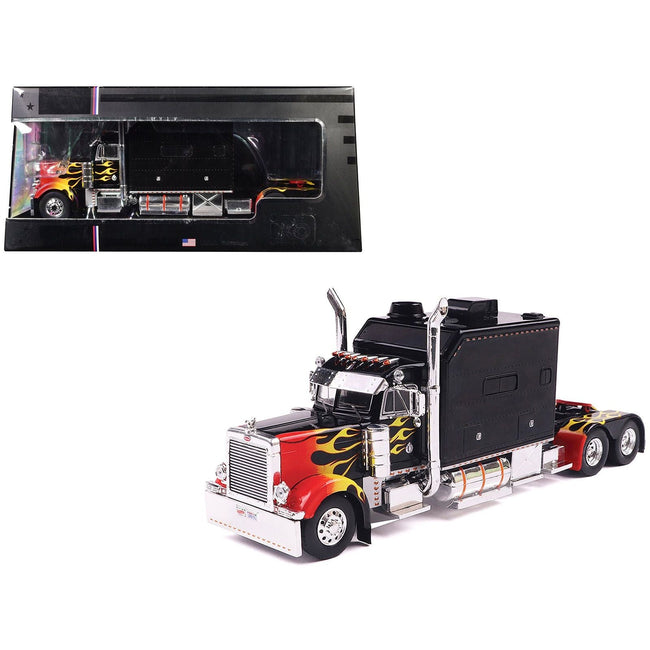 2002 Peterbilt 379 Custom Truck Tractor Black with Flame Graphics 1/43 Diecast Model by IXO Models-IXO-ModelCars.com
