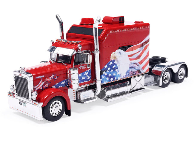 2002 Peterbilt 379 Custom Truck Tractor Red with Patriotic Graphics 1/64 Diecast Model by IXO Models-IXO-ModelCars.com