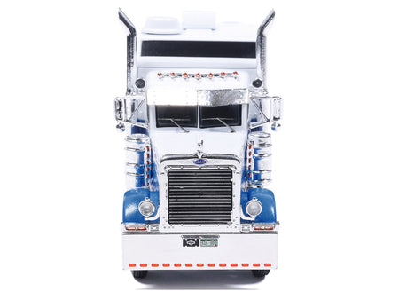 2002 Peterbilt 379 Truck Tractor White and Blue with Graphics 1/64 Diecast Model by IXO Models-Greenlight-ModelCars.com