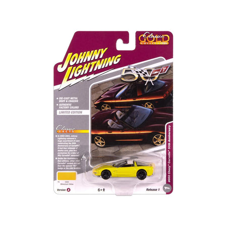 2003 Chevrolet Corvette Convertible "50th Anniversary" Millennium Yellow "Classic Gold Collection" 1/64 Diecast Model Car by Johnny Lightning-Johnny Lightning-ModelCars.com