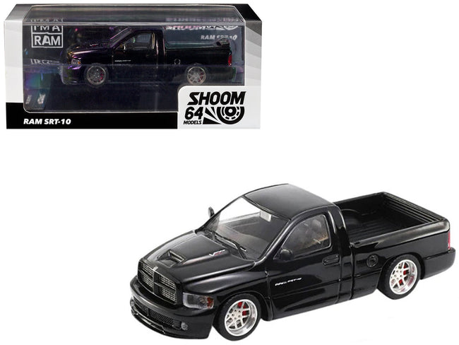 2003 Dodge Ram SRT-10 Pickup Truck Black 1/64 Diecast Model Car by Shoom64 Models-SHOOM64-ModelCars.com
