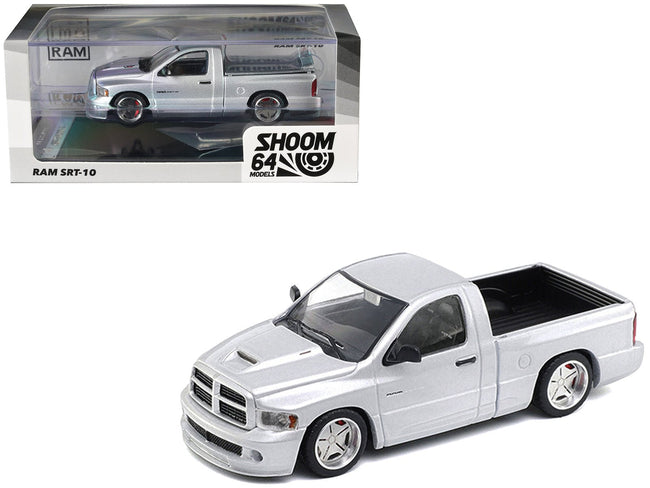 2003 Dodge Ram SRT-10 Pickup Truck Silver Metallic 1/64 Diecast Model Car by Shoom64 Models-SHOOM64-ModelCars.com