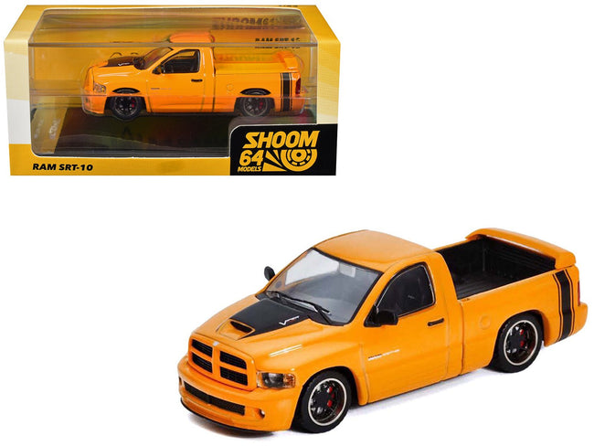2003 Dodge Ram SRT-10 Pickup Truck Yellow with Black Tail Stripe 1/64 Diecast Model Car by Shoom64 Models-SHOOM64-ModelCars.com