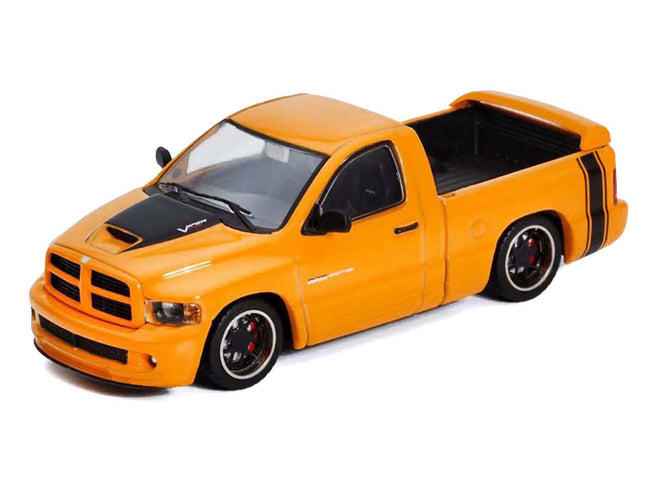 2003 Dodge Ram SRT-10 Pickup Truck Yellow with Black Tail Stripe 1/64 Diecast Model Car by Shoom64 Models-SHOOM64-ModelCars.com