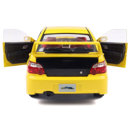 2003 Subaru Impreza WRX STI RHD (Right Hand Drive) Yellow with Carbon Hood 1/18 Diecast Model Car by Solido-Solido-ModelCars.com