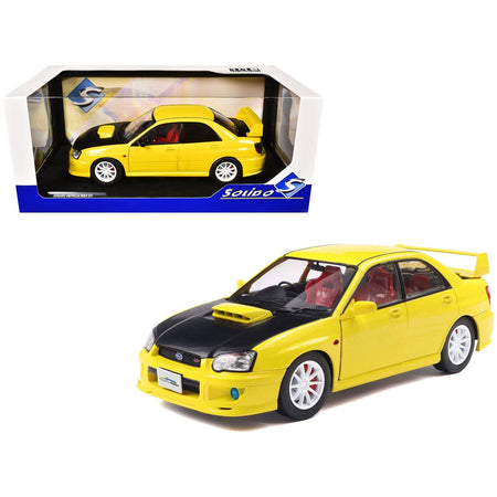 2003 Subaru Impreza WRX STI RHD (Right Hand Drive) Yellow with Carbon Hood 1/18 Diecast Model Car by Solido-Solido-ModelCars.com