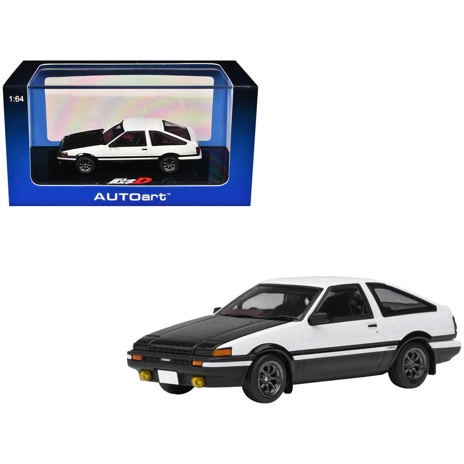 Toyota Sprinter Trueno (AE86) RHD (Right Hand Drive) "Project D Final Version" White with Graphics "Initial D" (1998-2021) TV Series 1/64 Diecast Model Car by Autoart