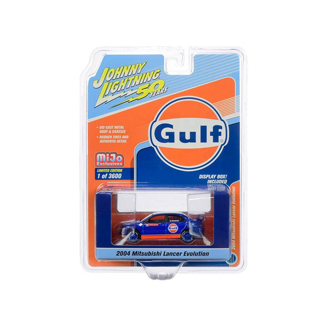 2004 Mitsubishi Lancer Evolution 63 McCartney "Gulf Oil" Dark Blue "Johnny Lightning 50th Anniversary" Limited Edition to 3600 pieces Worldwide 1/64 Diecast Model Car by Johnny Lightning - Johnny Lightning - ModelCars.com