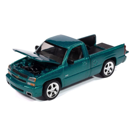 2005 Chevrolet Silverado SS Custom Pickup Truck Teal Metallic "Muscle Trucks" Series 1/64 Diecast Model Car by Auto World - Autoworld - ModelCars.com
