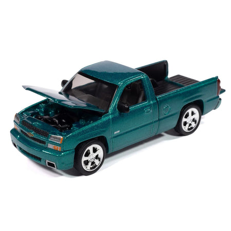 2005 Chevrolet Silverado SS Custom Pickup Truck Teal Metallic "Muscle Trucks" Series 1/64 Diecast Model Car by Auto World-Autoworld-ModelCars.com