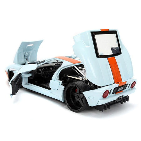 2005 Ford GT #6 "Gulf Oil" Light Blue with Orange Stripes "Hyper-Spec" Series 1/24 Diecast Model Car by Jada-Jada-ModelCars.com