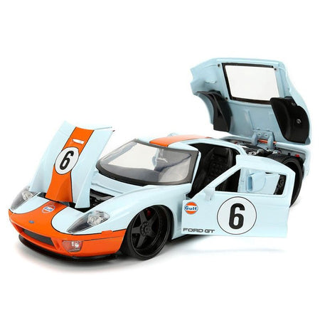2005 Ford GT #6 "Gulf Oil" Light Blue with Orange Stripes "Hyper-Spec" Series 1/24 Diecast Model Car by Jada-Jada-ModelCars.com