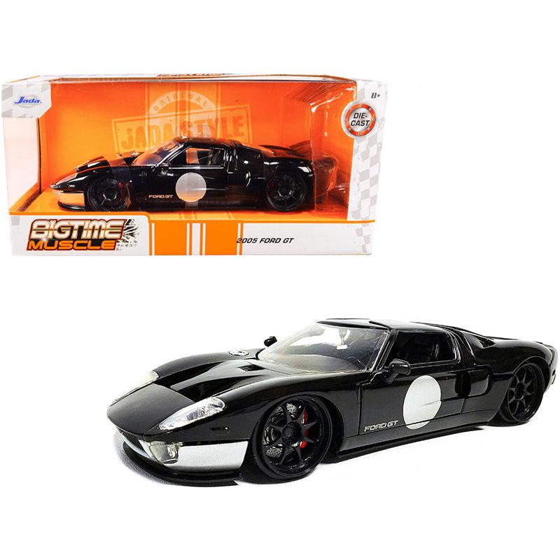 2005 Ford GT Black and Silver "Bigtime Muscle" Series 1/24 Diecast Model Car by Jada-Jada-ModelCars.com