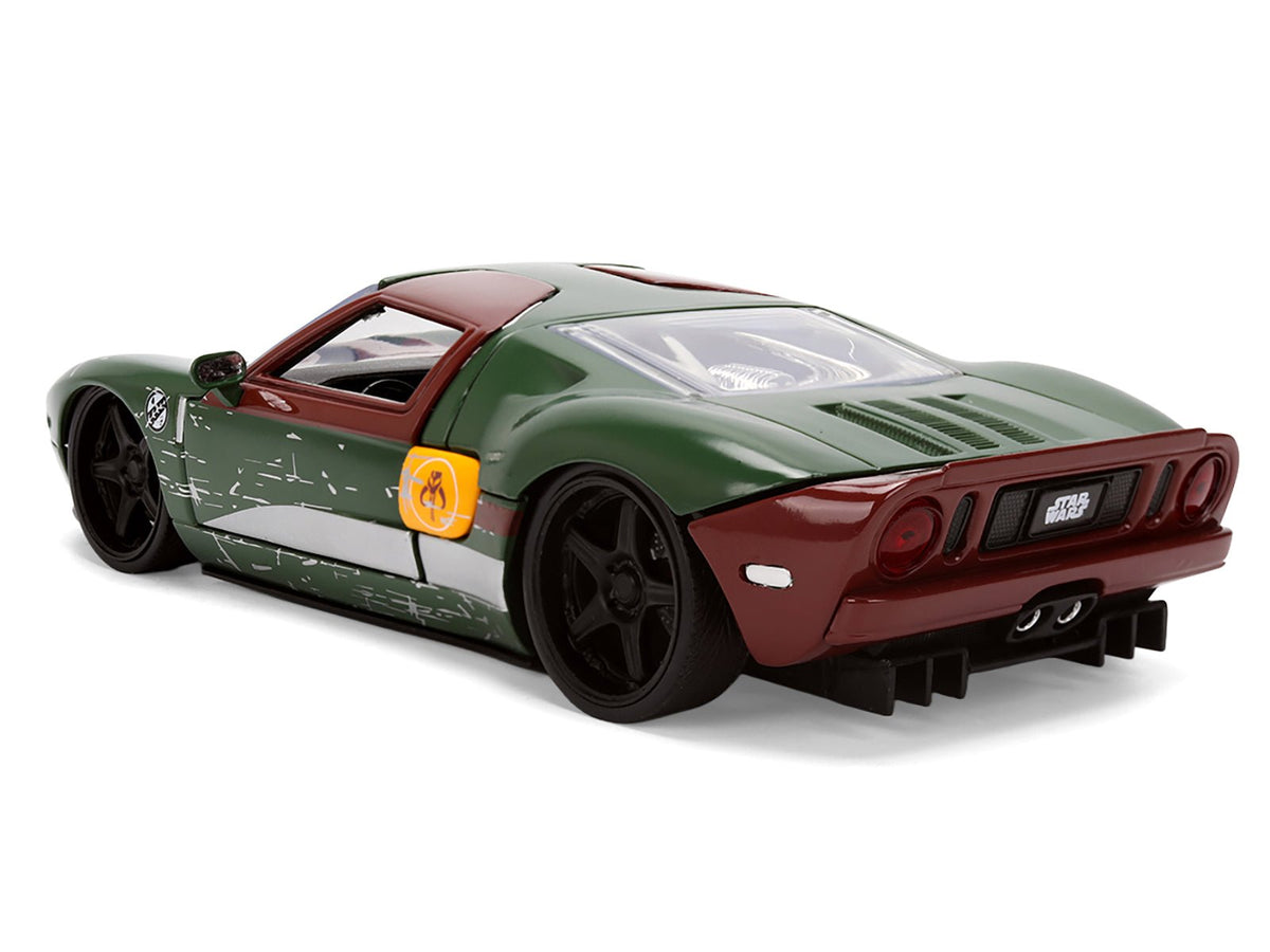 2005 Ford GT Green (Weathered) with Graphics and Boba Fett Figure "Star Wars" Franchise "Hollywood Rides" Series 1/24 Diecast Model Car by Jada-Jada-ModelCars.com