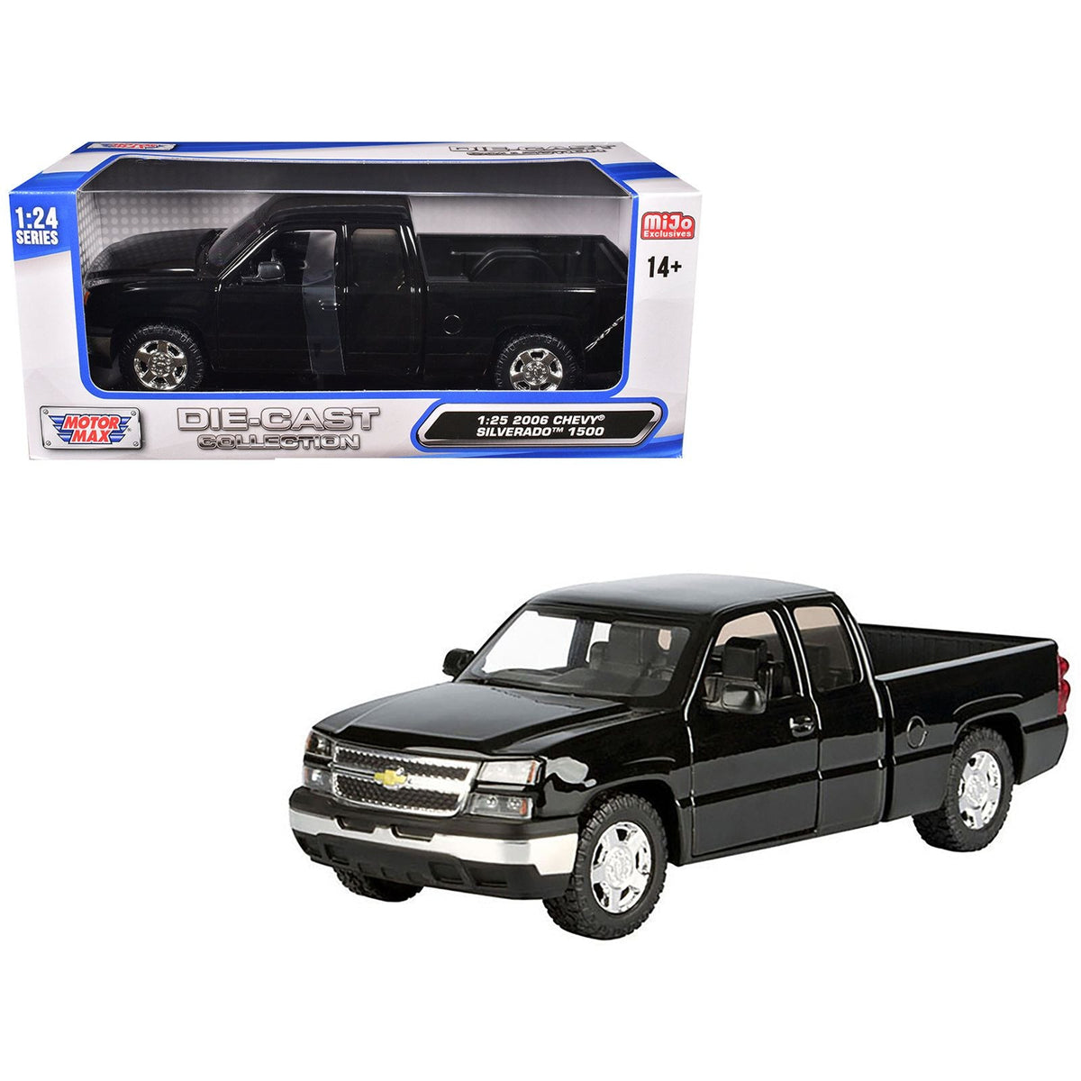 2006 Chevrolet Silverado 1500 Pickup Truck Black "Die-Cast Collection" Series 1/25 Diecast Model Car by Motormax-Motormax-ModelCars.com