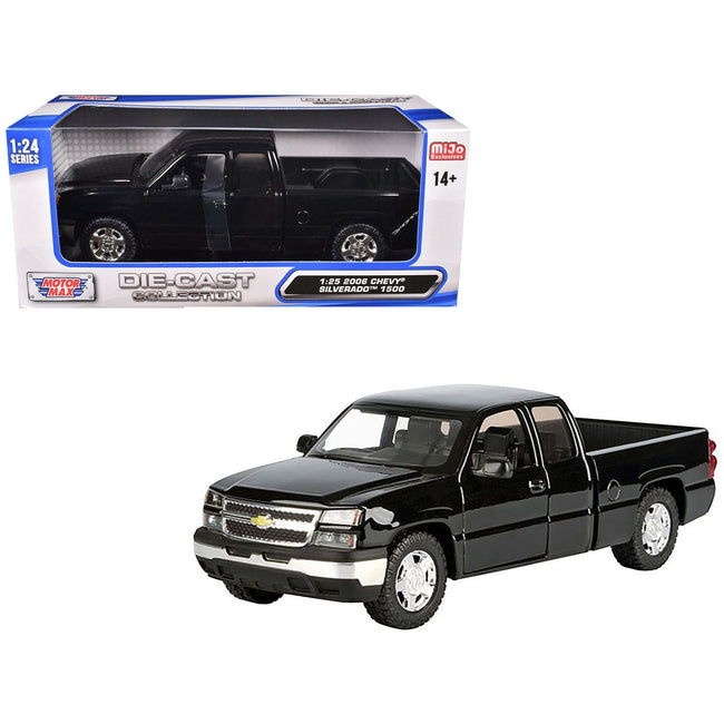 2006 Chevrolet Silverado 1500 Pickup Truck Black "Die-Cast Collection" Series 1/25 Diecast Model Car by Motormax-Motormax-ModelCars.com