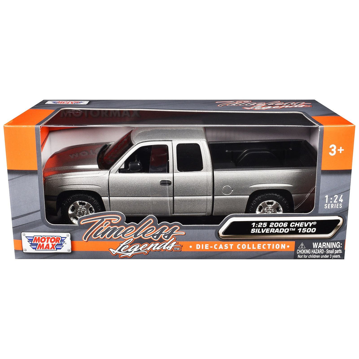 2006 Chevrolet Silverado 1500 Pickup Truck Gray Metallic "Timeless Legends" Series 1/25 Diecast Model Car by Motormax-Motormax-ModelCars.com