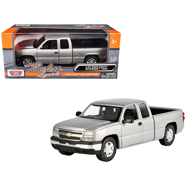 2006 Chevrolet Silverado 1500 Pickup Truck Gray Metallic "Timeless Legends" Series 1/25 Diecast Model Car by Motormax-Motormax-ModelCars.com