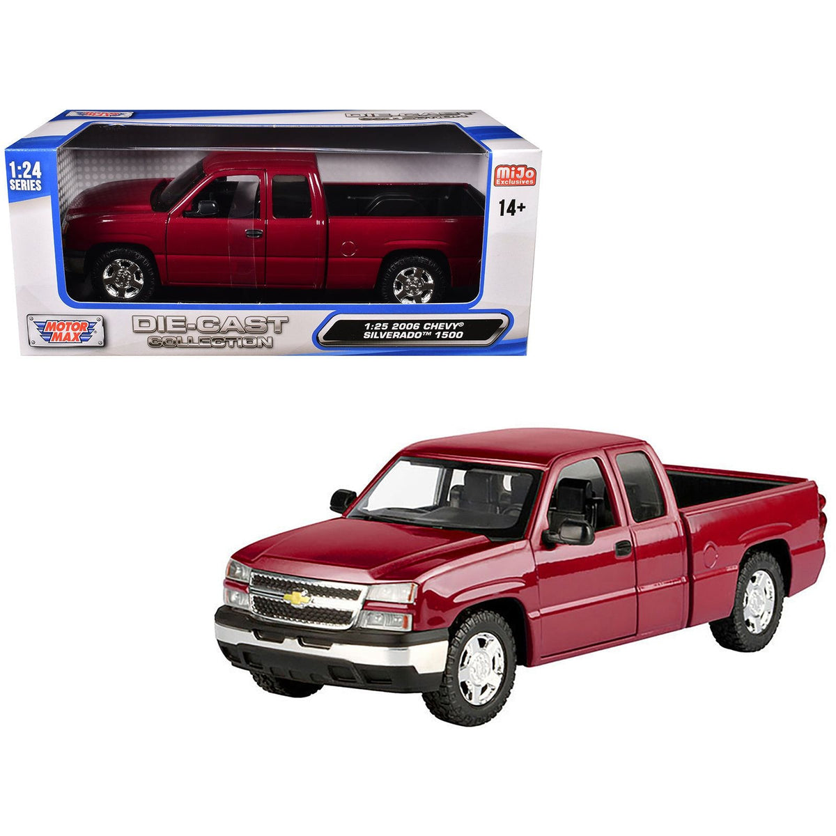 2006 Chevrolet Silverado 1500 Pickup Truck Red Metallic "Die-Cast Collection" Series 1/25 Diecast Model Car by Motormax-Motormax-ModelCars.com