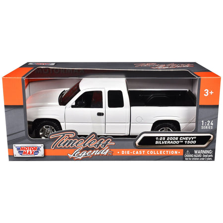 2006 Chevrolet Silverado 1500 Pickup Truck White "Timeless Legends" Series 1/25 Diecast Model Car by Motormax-Motormax-ModelCars.com