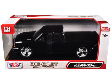 2006 Chevrolet Silverado Custom Pickup Truck Black "Die-Cast Collection" Series 1/25 Diecast Model Car by Motormax-Motormax-ModelCars.com