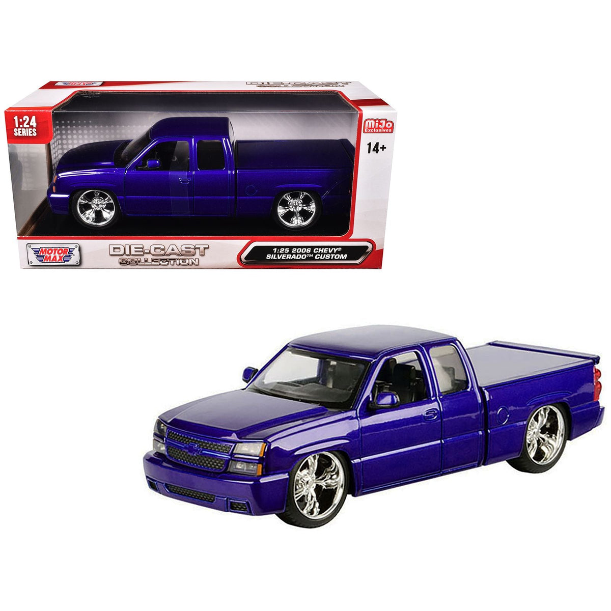 2006 Chevrolet Silverado Custom Pickup Truck Blue Metallic "Die-Cast Collection" Series 1/25 Diecast Model Car by Motormax-Motormax-ModelCars.com