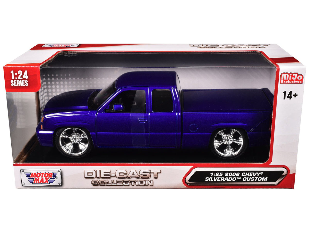 2006 Chevrolet Silverado Custom Pickup Truck Blue Metallic "Die-Cast Collection" Series 1/25 Diecast Model Car by Motormax-Motormax-ModelCars.com