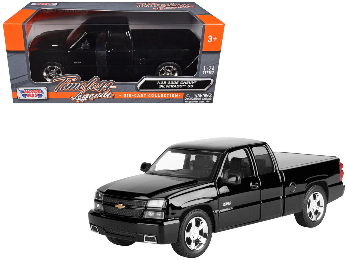 2006 Chevrolet Silverado SS Pickup Truck Black "Timeless Legends" Series 1/25 Diecast Model Car by Motormax-Motormax-ModelCars.com