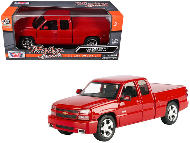 2006 Chevrolet Silverado SS Pickup Truck Red "Timeless Legends" Series 1/25 Diecast Model Car by Motormax-Motormax-ModelCars.com