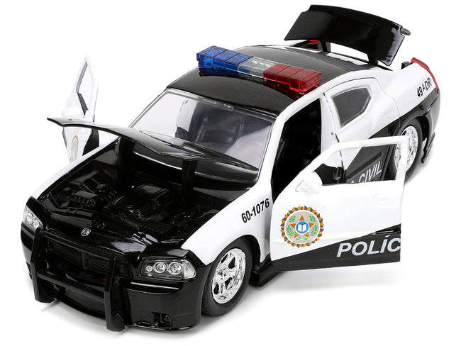2006 Dodge Charger Police Black and White "Policia Civil" "Fast & Furious" Series 1/24 Diecast Model Car by Jada-Jada-ModelCars.com