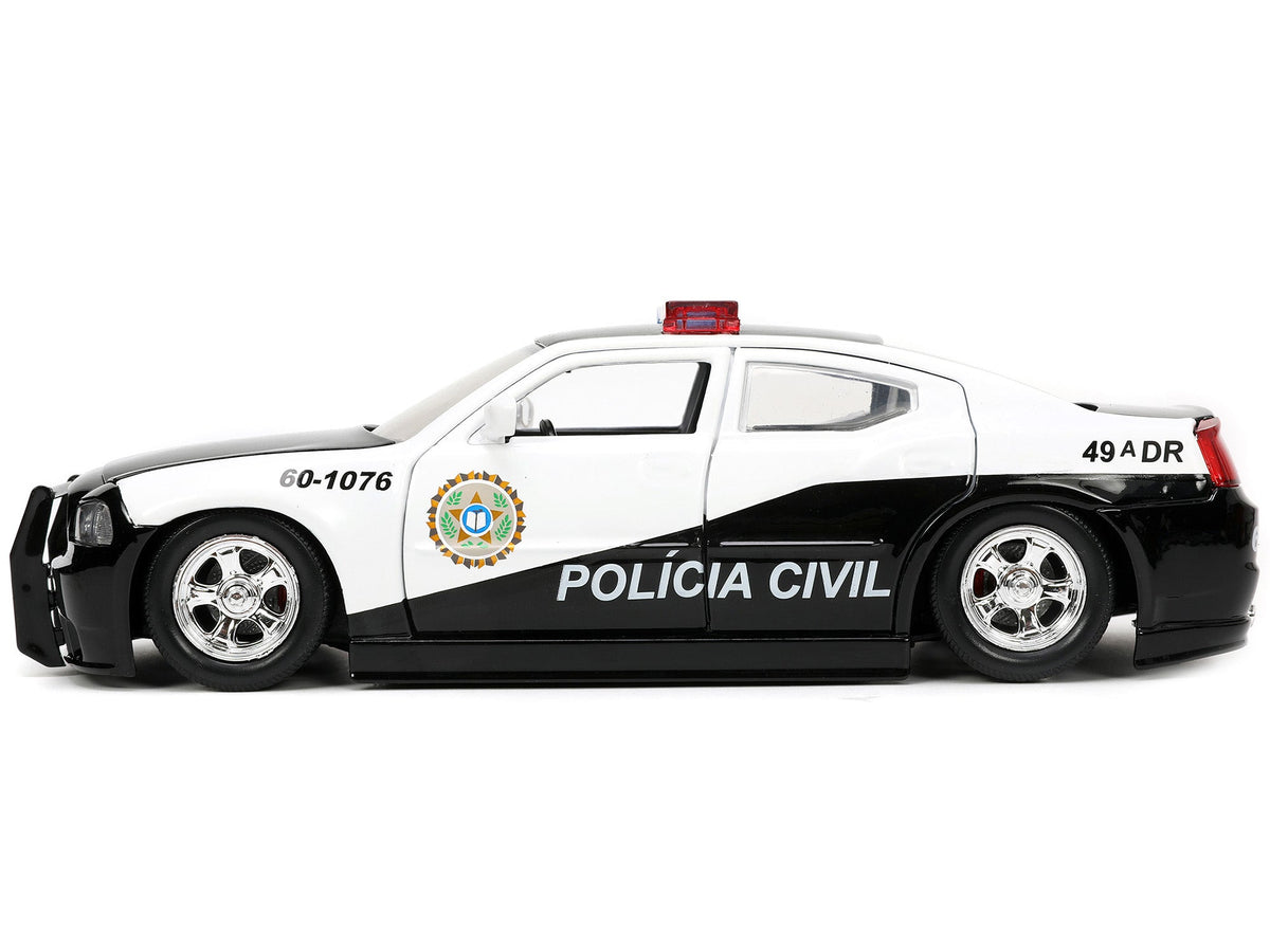 2006 Dodge Charger Police Black and White "Policia Civil" "Fast & Furious" Series 1/24 Diecast Model Car by Jada-Jada-ModelCars.com