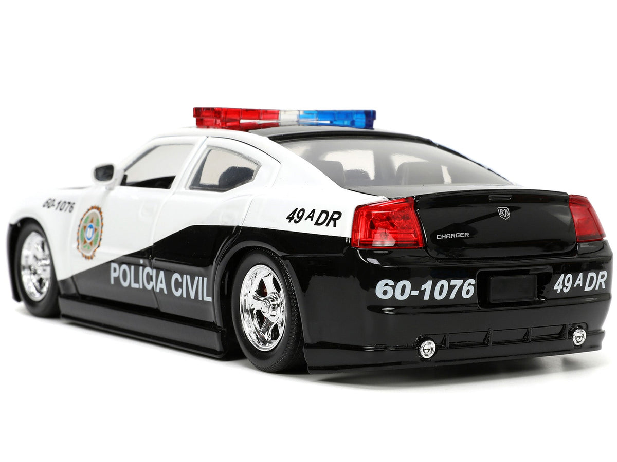 2006 Dodge Charger Police Black and White "Policia Civil" "Fast & Furious" Series 1/24 Diecast Model Car by Jada-Jada-ModelCars.com