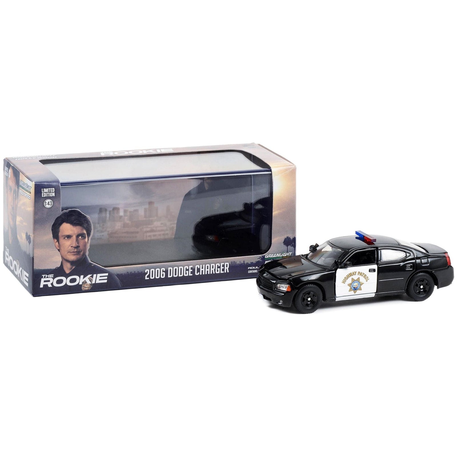2006 Dodge Charger Police CHP (California Highway Patrol) Black "The Rookie" (2018 - Current) TV Series 1/43 Diecast Model Car by Greenlight - Greenlight - ModelCars.com