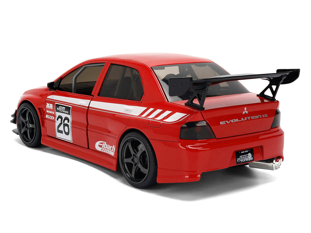 2006 Mitsubishi Lancer Evolution IX RHD (Right Hand Drive) 26 Red with White Graphics "JDM Tuners" Series 1/24 Diecast Model Car by Jada-Jada-ModelCars.com