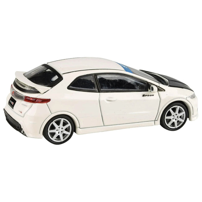 2007 Honda Civic Type R FN2 Championship White with Carbon Hood 1/64 Diecast Model Car by Paragon Models - Paragon - ModelCars.com
