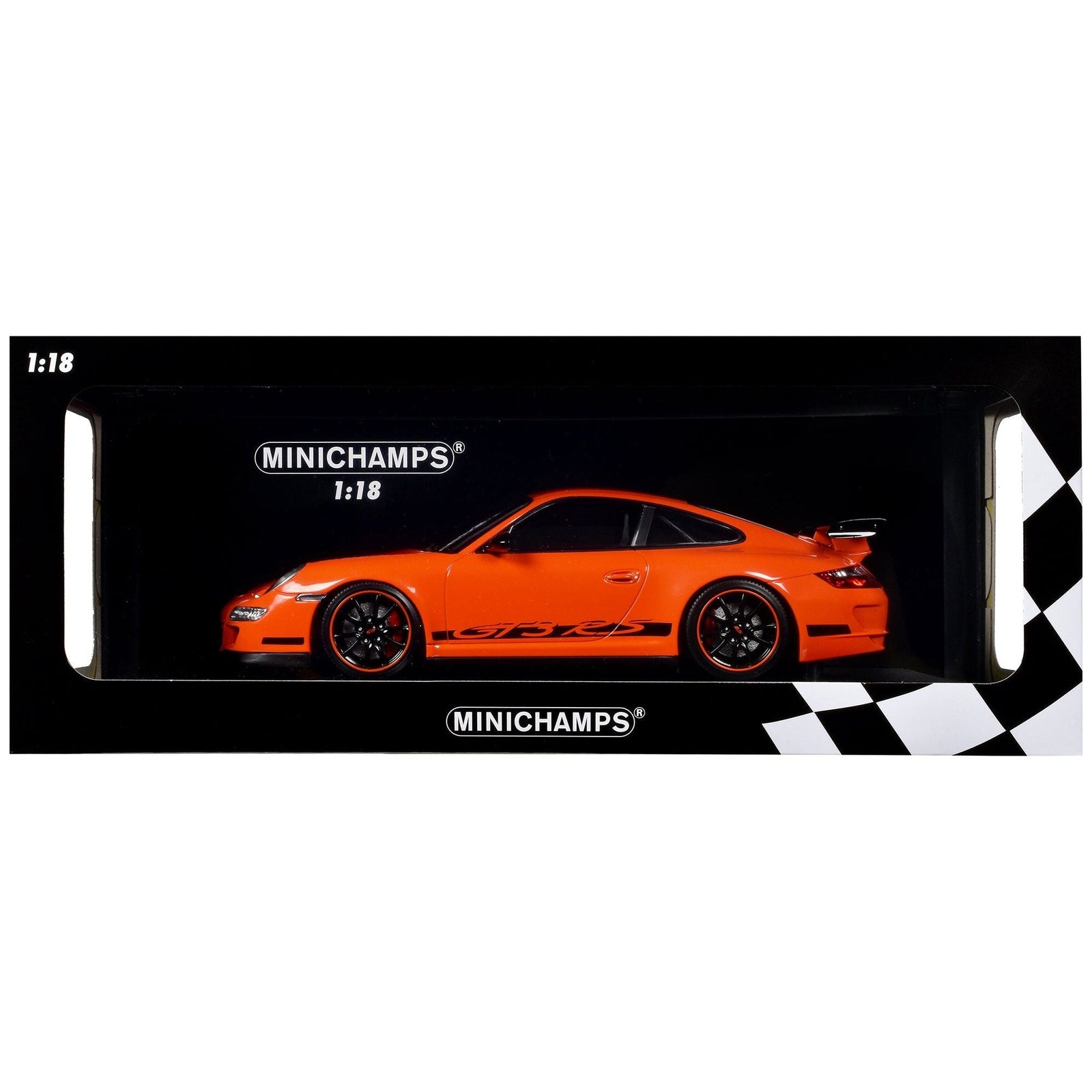 2007 Porsche 911 GT3 RS Orange with Black Stripes 1/18 Diecast Model Car by Minichamps - Minichamps - ModelCars.com