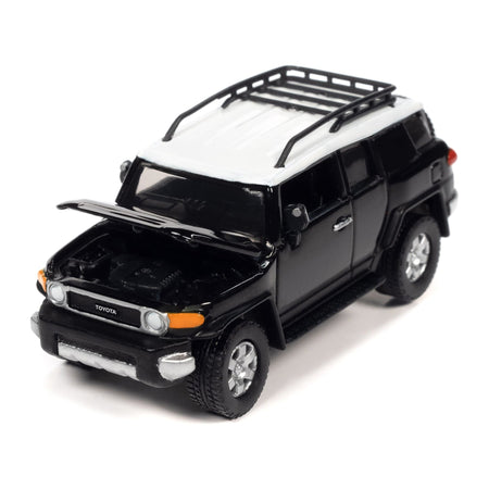 2007 Toyota FJ Cruiser Black Diamond with White Top and Roofrack "Classic Gold Collection" Series Limited Edition 1/64 Diecast Model Car by Johnny Lightning-Johnny Lightning-ModelCars.com