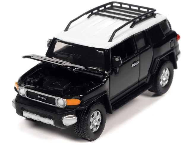 2007 Toyota FJ Cruiser Black Diamond with White Top and Roofrack "Classic Gold Collection" Series Limited Edition 1/64 Diecast Model Car by Johnny Lightning-Johnny Lightning-ModelCars.com
