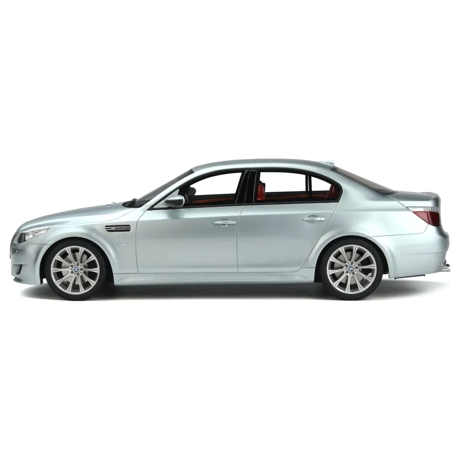 2008 BMW M5 E60 Phase 2 Silverstone Gray Metallic with Red Interior Limited Edition to 4000 pieces Worldwide 1/18 Model Car by Otto Mobile - Otto Mobile - ModelCars.com