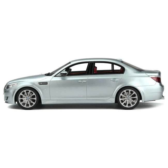 2008 BMW M5 E60 Phase 2 Silverstone Gray Metallic with Red Interior Limited Edition to 4000 pieces Worldwide 1/18 Model Car by Otto Mobile - Otto Mobile - ModelCars.com