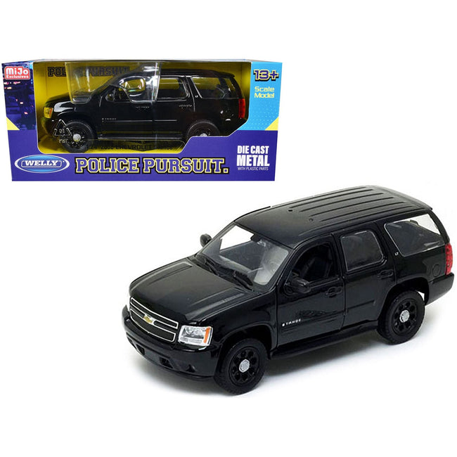 2008 Chevrolet Tahoe Unmarked Police Car Black 1/24 Diecast Model Car by Welly - Welly - ModelCars.com