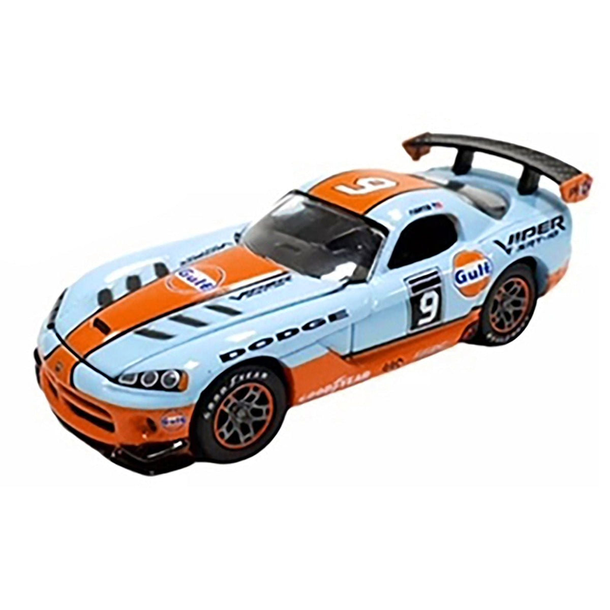2008 Dodge Viper SRT10 #9 "Gulf Oil" Light Blue and Orange Limited Edition to 2496 pieces Worldwide 1/64 Diecast Model Car by Johnny Lightning-Johnny Lightning-ModelCars.com