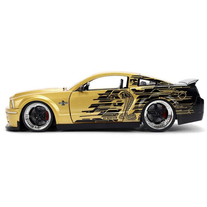 2008 Ford Shelby Mustang GT-500KR Gold Metallic and Black with Graphics "Bigtime Muscle" Series 1/24 Diecast Model Car by Jada-Jada-ModelCars.com