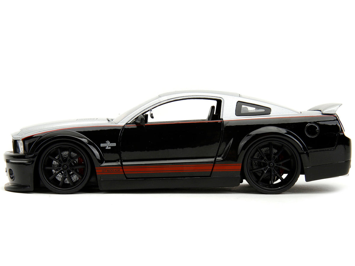 2008 Ford Shelby Mustang GT-500KR Silver and Black with Red Stripes "Bigtime Muscle" Series 1/24 Diecast Model Car by Jada-Jada-ModelCars.com