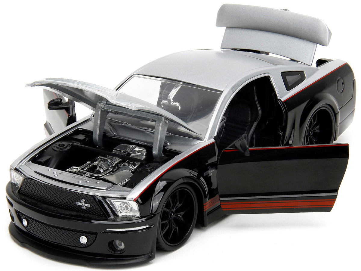 2008 Ford Shelby Mustang GT-500KR Silver and Black with Red Stripes "Bigtime Muscle" Series 1/24 Diecast Model Car by Jada-Jada-ModelCars.com