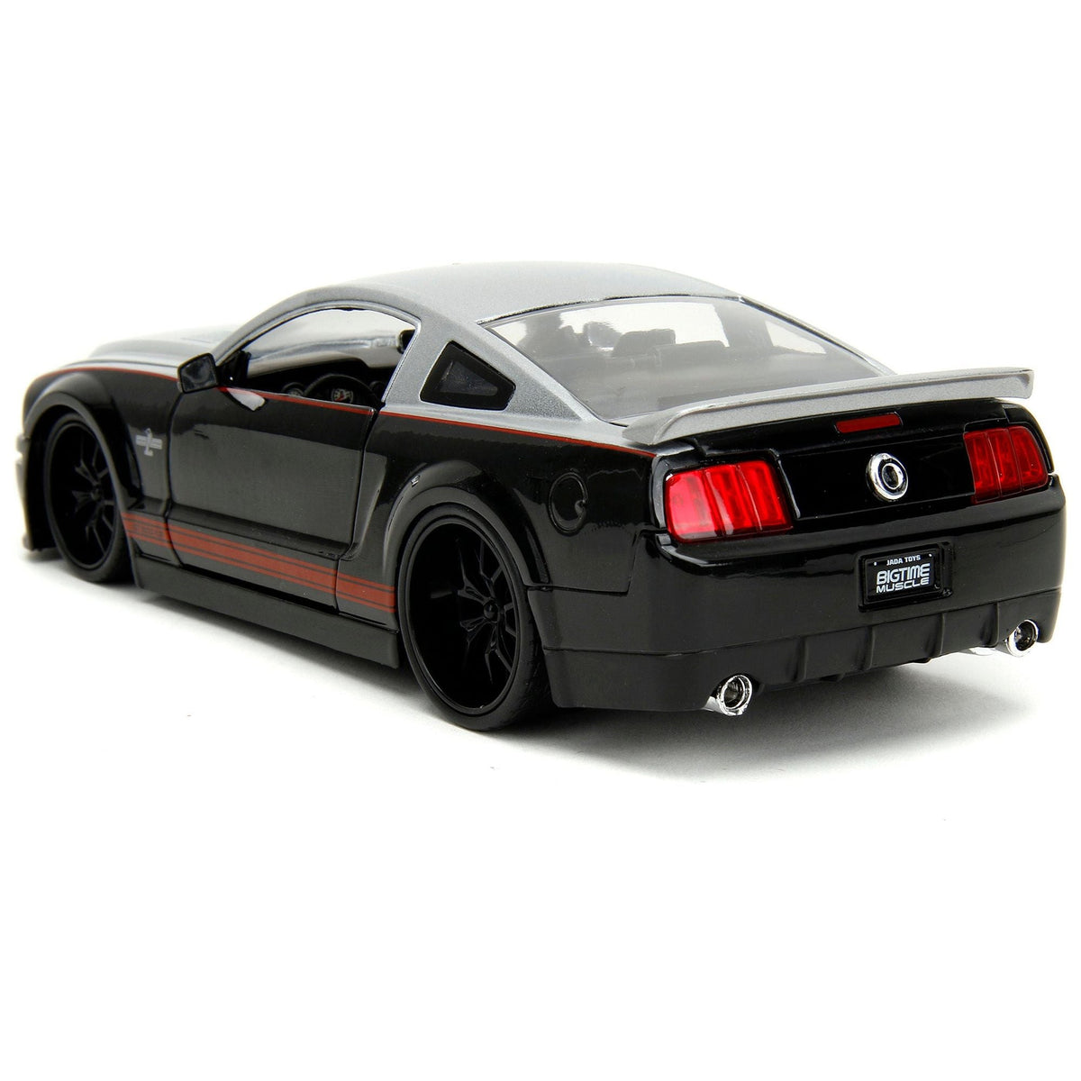 2008 Ford Shelby Mustang GT-500KR Silver and Black with Red Stripes "Bigtime Muscle" Series 1/24 Diecast Model Car by Jada-Jada-ModelCars.com