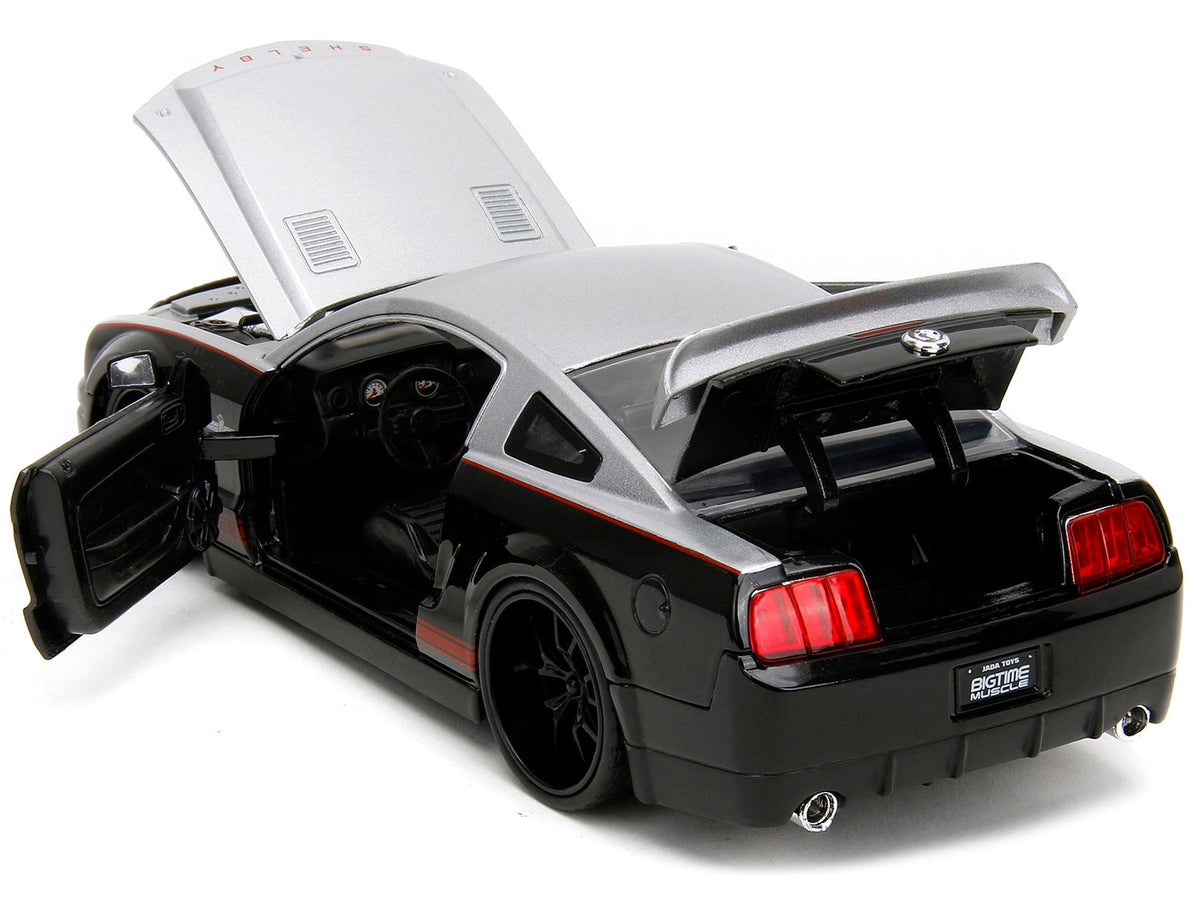 2008 Ford Shelby Mustang GT-500KR Silver and Black with Red Stripes "Bigtime Muscle" Series 1/24 Diecast Model Car by Jada-Jada-ModelCars.com